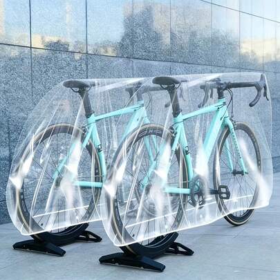 Durable Transparent Bicycle Cover, PVC Dust-Proof Design With Elastic Pleats Fits Multiple Bike Models, Lightweight & Portable, Dual Protection Against Rain And Dust, Suitable For Exercise Bikes, Home Bicycles, Motorcycles
