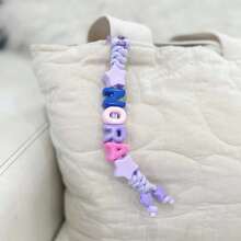 1 pieza Llavero tejido a mano personalizado, estrella de acrílico, cuentas de letras de acrílico, regalo tejido a mano personalizado, colgante de mochila, regalo de cumpleaños, regalo de vuelta a la escuela, regalo del Día de San Valentín - Llavero de cuerda trenzada - Ver 19