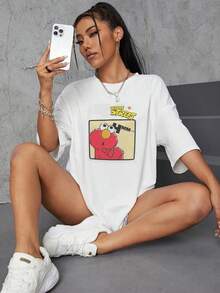 Graphic Tees Women Fifth Sun Sesame Men's Everything I Know I Learned On The Streets Short Sleeve Crew Tee Men's Summer Casual 180g Pure Cotton T-Shirt Patterned Printed Short Sleeved Top T-Shirt - 白色7 - 查看 2