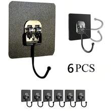 Bộ 6 móc treo tường tự dính chịu lực cao, đa năng dùng để treo áo khoác, khăn tắm, chìa khóa, chống thấm nước, phù hợp cho phòng tắm, nhà vệ sinh, nhà bếp và các không gian khác trong nhà. - màu đen - Xem 8