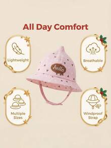 6-24个月特价公主妈妈渔夫帽婴儿Hello遮阳帽渔夫帽男女童遮阳帽 - 1PC - 查看 6