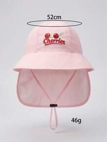 1pc Girls' Cherry Embroidery Sun Hat, Cartoon Kids Cap For Summer Sun Protection, Foldable, Lightweight, Suitable For Spring, Autumn, Outdoor, Travel, School Activities, Beach - 1PC - View 5