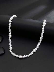 1pc Bohemian Style Starfish & Pearl Necklace, Retro Fashion Beaded Necklace For Men - 多色的 - 查看 8