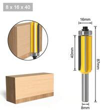 Broca enrutadora de ajuste al ras de hoja larga de vástago de 1/4 y 8mm con rodamiento para broca de patrón de plantilla de madera fresa de carburo de tungsteno T6TT - 8x16x40 - Ver 12