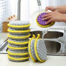 2pcs Double-Sided Kitchen Cleaning Sponge - High-Elastic Foam With Microfiber Dishwashing Cloth, Durable Pot Brush & Bowl Brush, Easy To Clean, Suitable For Bathroom And Kitchen Kitchen Cleaning Mat - 多色的 - 查看 1