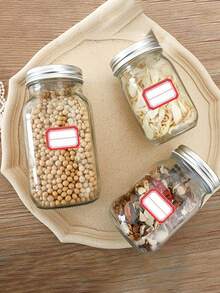 5pcs 300ml Glass Mason Jars With Airtight Lids, Reusable Transparent Glass Containers, Heat-Resistant Pudding Bottles - Multicolor - View 4