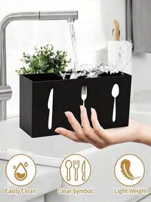 1pc Multi-Function Kitchen Utensil Organizer - Space-Saving Plastic Cutlery Holder, Can Store Spoons, Knives And Forks, Durable, Suitable Kitchen Countertop And Drawers, Home, Restaurant And Tabletop Storage - 白色 - 查看 6