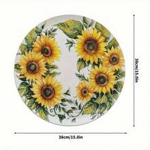 4/6pcs Sunflower Round Placemats Set - Durable Polyester Linen Material Easy To Clean, Suitable For Restaurant, Kitchen Decor, Holiday Party Decor, 38cm, Great Gift For Friends - Multicolor - View 3