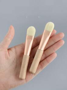 2支装面膜刷 扁平刷 洁面护肤美妆蛋 粉底遮瑕刷 美妆工具 - 米色 - 查看 3