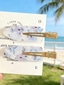 Korean Style Acrylic Floral Hair Clips, Seamless Side Bangs Clips, Fashionable Hair Accessories,Summer,Holiday,Travel - Multicolor - View 12