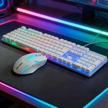 RGB Backlit Wired Gaming Keyboard, Rainbow LED Mechanical-Feeling Keyboard, Silent Keyboard, Suitable For PC Gamers, Compatible With Windows,  Laptops, Desktops, Plug And Play, Durable Detachable ABS Keycaps, Suitable For Gaming And Office Use - 查看 5