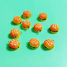 10pcs Realistic 3D Hamburger Pendant Suitable For Handmade Jewelry Making, Earrings, Necklaces, Bracelets, Anklets, Bag Charms, Creative Gifts, Resin Crafting Components - 10 Realistic 3D Hamburgers - View 4