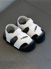 Cute Rhinestone Bow Open Toe Girls Sandals, Breathable Non-Slip Beach Holiday Shoes - Black and White - View 9