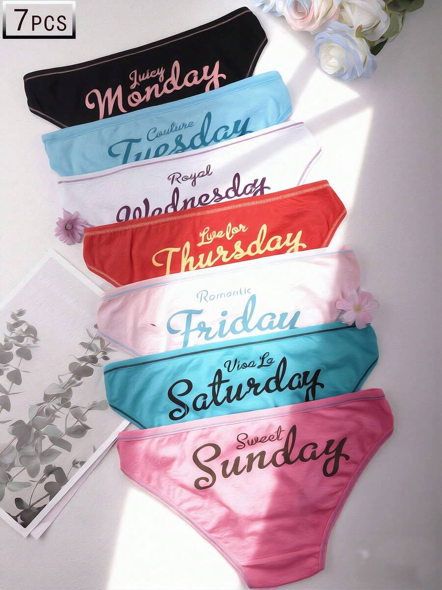 7-Piece Set Of Women's Underwear, Not Repeated Within A Week. I Love Sundays. Women's Underwear, Spring And Summer Clothing - 多色1 - 查看 1