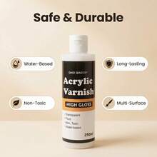 Premium Acrylic Gloss Varnish, 60/120/250ml - Clear, Non-Yellowing & Crack-Resistant Finish For Paintings, Oil Art & Drawings,Cratch-Resistant, Jewelry Making Sealant - A - View 6