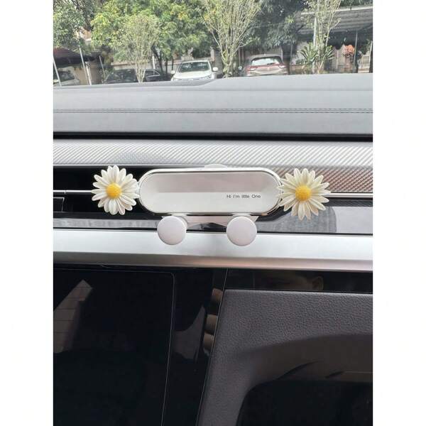 Cute Daisy Air Outlet Bracket, Does Not Affect Charging, Universal, Car Phone Holder, Compatible With All Apple And Android Phone Navigation Brackets, Fixed Support Bracket, Cartoon Style Compatible With IPhone, Android Phone, Gift For Birthday, Family, Friends For Summer Air Vent Phone Holder, Car Accessories