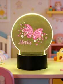 1 Peça Presente Personalizado de Acrílico com Padrão de Borboleta Rosa e Flor, Adequado para Meninos, Meninas ou Amigos. Efeito de Ilusão Óptica 3D, Luz Noturna LED, Luz Quente. É uma Luminária Decorativa de Mesa. Aplicável para Professores, Crianças, Casais, Amigos, Família, Animais de Estimação - Aniversário, Formatura, Moderno, Colorido, Fofo, Gala Urbana, Decoração de Moda, Formatura 2026 - Multicolorido - Visão 4