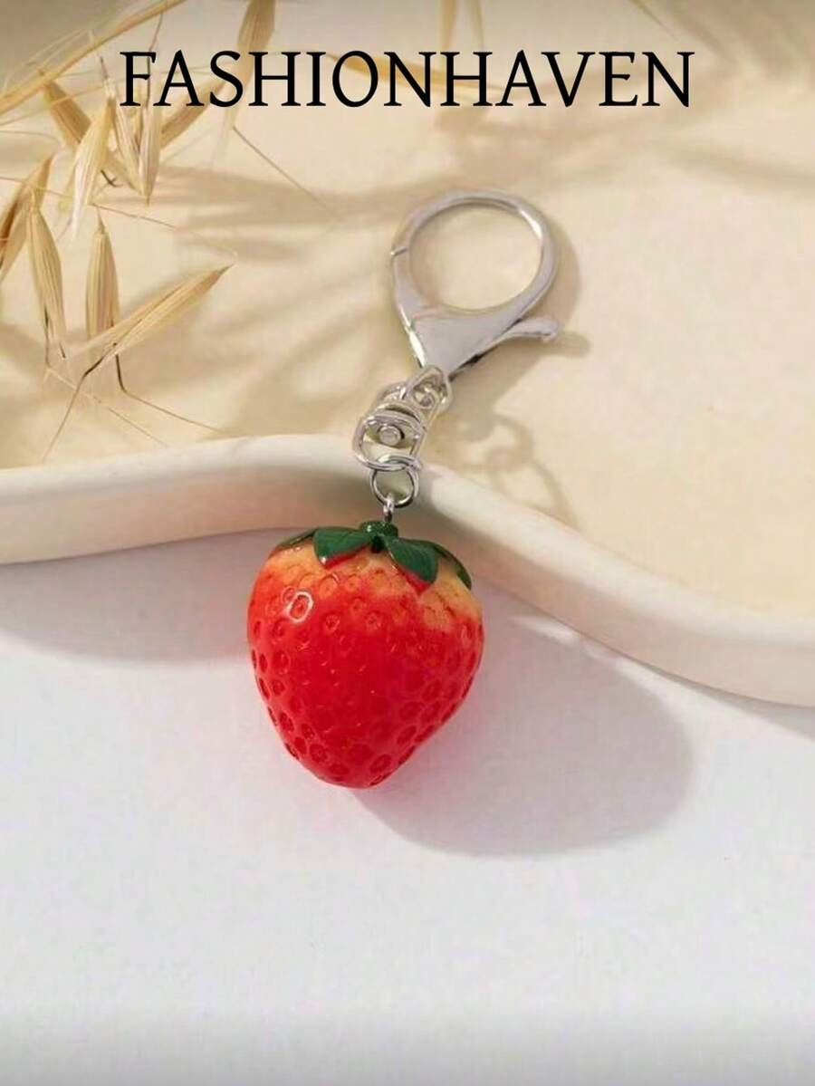 1pc Cute & Strawberry Shaped Bag Charm/ Pendant Accessory - Multicolor - View 1
