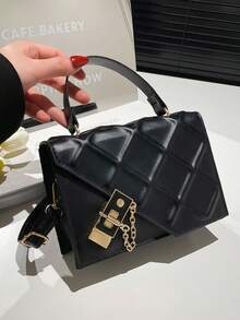 Bolso de mano minimalista y de textura de moda, nuevo bolso de hombro y cruzado personalizado y con estilo para mujer - Negro - Ver 5