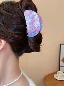 1个优雅简约扎染亚克力椭圆形发爪夹，百搭时尚日常配饰 - 彩色 - 查看 6