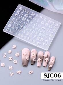 1个可重复使用的字母数字美甲硅胶模具，美甲凝胶印花模板，美甲沙龙用品，美甲配件 - 無色 - 查看 12