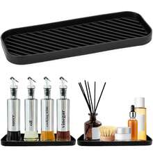 1pc Bathroom Draining Tray, Household Bathroom Draining Mat, Non-Slip Quick-Drying Pad For Vanity, Bathroom Washroom Supplies Waterproof Mat - Multicolor - View 5