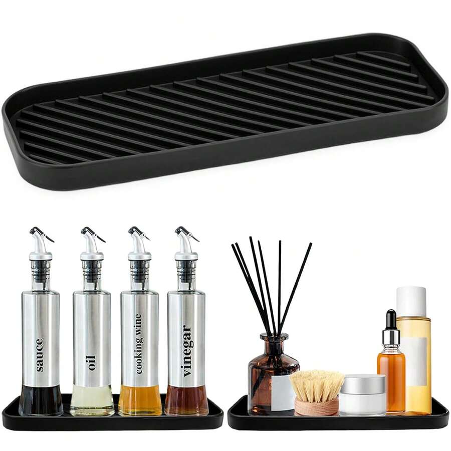 1 pieza Bandeja de drenaje para baño, Alfombra de drenaje para el hogar, Almohadilla antideslizante y de secado rápido para tocador, Suministros de baño y alfombra impermeable