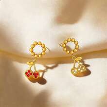 Pendientes de botón de acero inoxidable con diseño geométrico minimalista y elegante, de estilo europeo y americano - Dorado - Ver 1