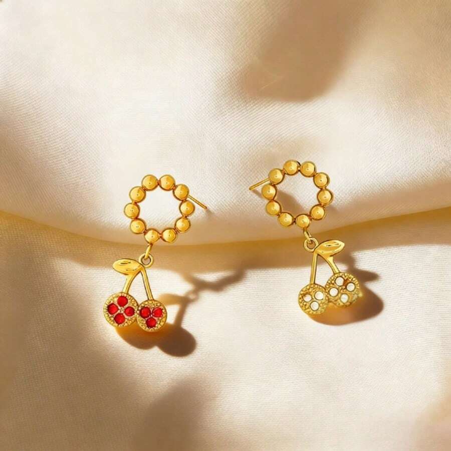 Pendientes de botón de acero inoxidable con diseño geométrico minimalista y elegante, de estilo europeo y americano - Dorado - Ver 1