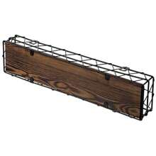 MyGift - 3 estantes para especias montados en la pared organizadores colgantes para frascos de especias o botellas de condimentos 14 pulgadas madera maciza rústica quemada y alambre de metal negro - Madera quemada y metal negro - Ver 7