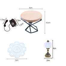 Dollhouse Mini Round Tea Table Set, European Style Green Plant Vase, Miniature Living Room Indoor Scene Decor Props Model, Retro Metal Telephone, Lamp, DIY Model House Accessories - Miniature - View 12