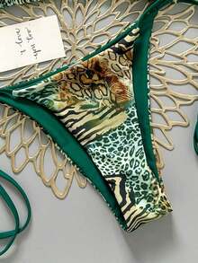 2025 Sexy Vintage Leopard Print Pattern Bikini 2 Pieces Set For Women Vacation Beach Summer - 彩色 - 查看 4