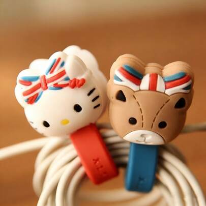 SANRIO 2 chiếc dây buộc cáp silicon, dụng cụ sắp xếp cáp dữ liệu, khóa chống thất lạc, 2 kiểu dáng, dây buộc cáp, trang trí ba lô, bộ sưu tập dành cho người hâm mộ anime, thích hợp sử dụng hàng ngày.