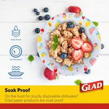 Glad Everyday - Cuencos de papel desechables con diseño de pícnic resistentes a los cortes cuencos de papel para todos los alimentos y uso diario 12 onzas 50 unidades - varios colores - Ver 3