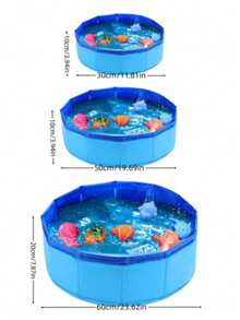 1pc Foldable Cat Water Play Pool Toy, Portable Indoor/Outdoor Cat Water Bowl With 6pcs Sound-Making Toys, Cat Interactive Entertainment Set, Essential Cat Supplies For Summer, Keeps Cats Entertained! - Blue - View 3