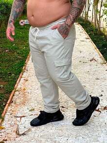 Unisex Cargo Pants With 6 Pockets, Plus Size, Modern Style - Beige - View 3