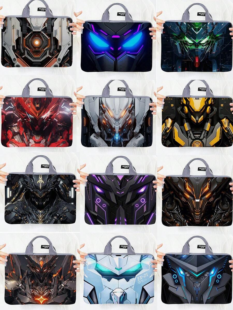 1个赛博朋克风格笔记本电脑包，印花笔记本电脑内胆包，时尚便携手提包 - 彩色 - 查看 1