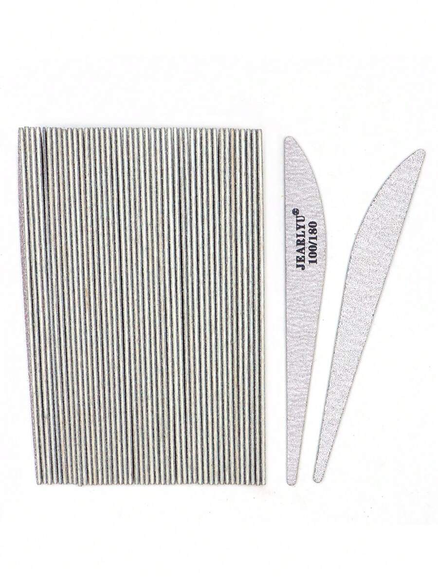 10/20/50/100片装 13厘米弧形指甲锉打磨块，真指甲抛光可水洗美甲打磨块，适用于美甲沙龙 - 灰色 - 查看 1