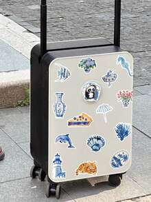 50张蓝色卡通ins风贴纸，适用于手机、笔记本电脑、滑板、行李箱、头盔等，涂鸦美学贴纸，礼品之选 - A - 查看 10