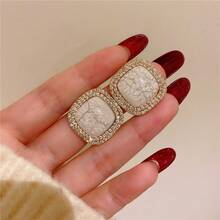 A Pair Of White Cracked Square Diamond-Encrusted Earrings And Sky Blue Cracked Square Earrings, Suitable For Ladies' Daily Wear - Square Diamond Stud Earrings - View 2