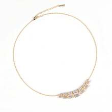 1 pieza Collar de cadena de moda de 42cm para mujer, color dorado/plateado, con circonita incrustada, exquisito y elegante, adecuado para uso diario, combinación con vestidos, regalo - collar - Ver 7