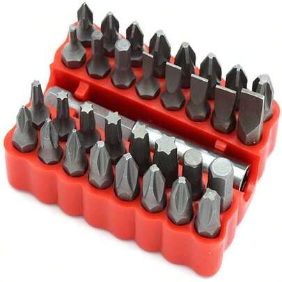 33pc Universal Bit Set - Fits Drill/Driver/Screwgun | SAE+Metric+Torx Anti-Slip Bits (Car & Home Repair Must-Have)