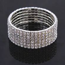 1 pièce Bijou populaire, Bracelets sertis de diamants, Bracelets à bouche ouverte à la mode pour dames, Cadeaux de style simple pour mariées, Accessoires de boule industrielle, Soirées dansantes, Été - Argent - Voir 6