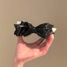 2个甜美波点蝴蝶结香蕉形发夹，高马尾固定竖夹，发髻夹 - 彩色 - 查看 10