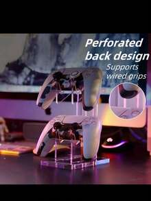 1pc Multifunctional Game Controller Display Stand, Dual-Layer Headphone & Controller Storage Holder, Universal Design - Multicolor - View 2