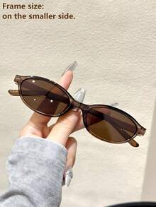 1 par de gafas de moda vintage con marco geométrico retro para mujeres, atemporales, adecuadas para la vida diaria, fiestas, festivales de música, fotografía callejera, atuendos de fin de semana, salidas familiares, se adapta a todos los tipos de rostro, también adecuado para volver a la escuela, estilo universitario, estilo de campus - 1 marco de té profundo con hojas de té llenas - Ver 3