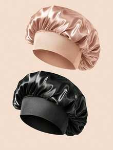 1/2/3 件装真丝睡袋，柔软有弹性的真丝睡帽，夏季凉爽带隐藏式毛发的真丝睡帽（黑色、金色和粉色） - 彩色 - 查看 9