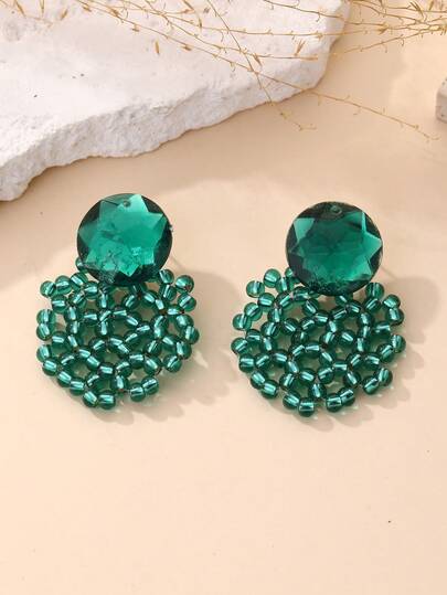 一对手工复古波西米亚风串珠耳环，复古质感，适合音乐节、派对、度假、集市和日常佩戴，可分层定制