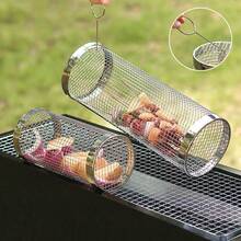 1 vỉ nướng BBQ bằng thép không gỉ, lồng hun khói ngoài trời dùng cho cắm trại, giỏ nướng BBQ tròn di động dùng để nướng rau củ. - Nhiều kiểu dáng - Xem 6