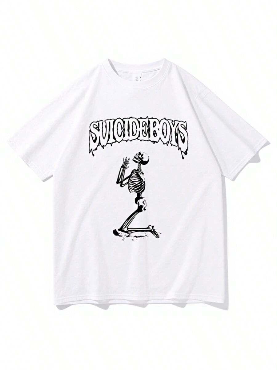 Fashion Suicideboyss G59 Shirt Suicideboy Tour Shirt Suicideboyss Merch American Hip-Hop Round Neck Casual T-Shirt Harajuku (2) Valentine's Day Outfit - 白色 - 查看 1